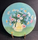 Vintage Mid-century Enamel On Copper - Floral Bouquet Design   cb  Mark  10 Inch