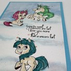 Funny humor Any Occasion Handmade Greeting Card Blank Inside Unicorn Fart