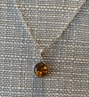 Tree Of Life Amber Pendant With 18    Sterling Silver Open Link Chain