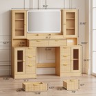 55  Vanity Desk With Mirror   Lights  Fluted Makeup Vanity With 8 Drawers