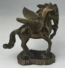 Solid Brass Pegasus Winged Horse With Base Vintage Fantasy Mythical Read