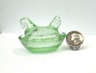 Light Green Glass Miniature Hen On Nest Salt Cellar Trinket Dish 2 5 