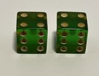 Vintage Pair Of 1960s Green Lucite Bakelite Dice Transparent Green         