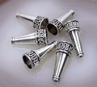 10 Antique Silver Pewter Cone Beads Caps 22x10mm 