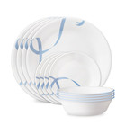 Corelle Blue Ribbons 12-piece Glass Dinnerware Set  service For 4 