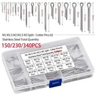 150 230 340pcs 304 Stainless Steel Cotter Pin Assortment Kit Split Hairpin U Pin