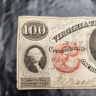 1862  100 Virginia Treasury Note Richmond  Va Obsolete Currency            