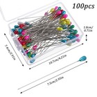 100pcs 3-inch Pearl Head Colored Teardrop Sewing Pins For Crafts