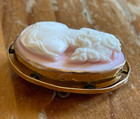 Antique 19th Century Victorian 9ct Gold Carved Shell Cameo Brooch Pin