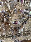 Birmingham Silver Tea Set 4 Pc W  Large Ornate Tray Silverplate