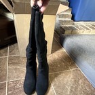 Black Knee High Slouch Pull On Suede Comfort Round Toe Women s Boots