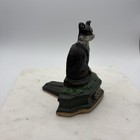 Vintage Cast Iron Tuxedo Cat Doorstop Bookend Black White Painted Figurine