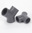 Pvc Plastic Y-shape 3-way Water Pipe Connector Light Grey White Blue Dark Grey 