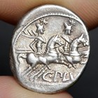 Roma Head Denarius 121bc Ancient Roman Republic Silver Coin Plautius Dioscuri