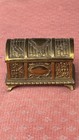 Antique Brass-bronze Jewelry Casket With Embossed Decorative Motifs