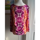 Chico s Retro Medallion Print Blouse     Boho 100  Rayon Bell Sleeve Top 1   M