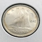 1942 Canada Ten 10 Cent Silver Dime Canadian George Vi Whizzed Coin L026