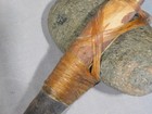 Antique Native American Skull Cracker Weapon Tomahawk Rawhide Carved Stone Club