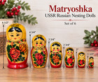 Vintage Matryoshka Ussr Set Of 6 Russian Wooden Nesting Dolls