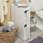 Slim Wood Bathroom Sideboard  24-inch  White Storage Cabinet Toilet Paper