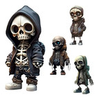 Resin Skull Doll Statue Cool Skeleton Decorative Figurines Halloween Party Decor