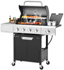 4-burner Gas Grill W  Side Burner 51 000 Btu Propane Bbq Grill Thermometer Cast 