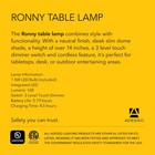 Adesso Cordless Table Lamp With 3-level Touch Dimmer   Built-in Rechargeable