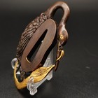 Japanese Tsuba Crane Leaf Design Copper Gilt Silver Sword Guard