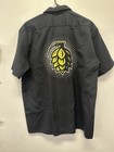 Dickies Men   s L Black Short Sleeve Button-front Work Shirt Brewing Logo