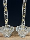 Set Of 2 Vintage Lucite Acrylic Candles  12    Clear   Gold Fleck Glitter Mcm