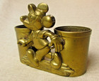 Vintage Walt Disney Productions Brass Mickey Mouse Double Pen Holder D