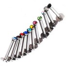 10 Pcs Crystal Gem Labret Stud Lip Tragus Ear Cartilage Ring Body Piercing 16g