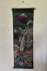 Vintage Japanese Black Wall Scroll Mt  Fuji Pagoda Waterfall