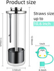 Straw Holder Dispenser For Counter - Clear Glass Drinking Straw Container With L