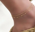 Sterling Silver  Ankle Bracelets For Women  Dainty Layered Waterproof Anklet