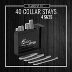 40 Metal Collar Stays 4 Sizes In Box  For Men 2 2  2 5  2 35  2 75  Brand New