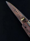 Luxury Copper Damascus Folding Knife   handmade Cu Mai Pocket Knife  Razor Sharp
