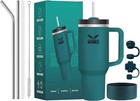 40 Oz Insulated Tumbler With Handle And Straw  Stainless Steel Coffee Travel Mug