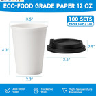 100 Pack 12 Oz Disposable Paper Coffee Cups With Lids  Paper Cups With Lids 12 O