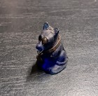 Vintage 30s 40s Czech Glass Bull Dog Cracker Jack Prize Figure Blue