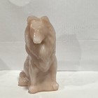 Vintage Mosser Glass Sitting Collie Dog Figurine In A Pink Windfrost Slag Finish