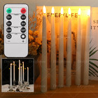 6 12pcs Flameless Led Battery Operated Wax Taper Candles With Remote 9 5    Ivory
