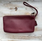 Coach Double Corner Zip Wristlet Wallet Pebble Leather Burgundy