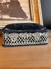 Antique Edwardian Pin Cushion With Silver Accents     Opens Up
