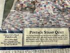 Handquilted Queen Vtg Postage Stamp Patchwork Quilt 87x84   Bonus Matching Shams