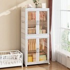 65cm Kids Wardrobe - Portable Storage Cabinet W door   Hanging Rod