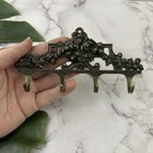Vintage Vcr Ornate Brass Key Hook Holder Wall Hanger Italy Floral Cottage Small