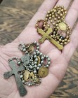 Vintage Wwi Or Wwii Military Rosary Religious Catholic Medal Crucifix Pendant  d