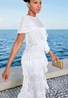 1x Plus Ashro White Formal Dress Wedding Church Party Vacation Zazie Fringe Pant