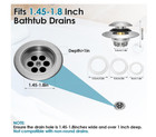 Bathtub Drain Stopper Pop Up Tub Drain Hair Catcher Universal For 1 45-1 8  Hole